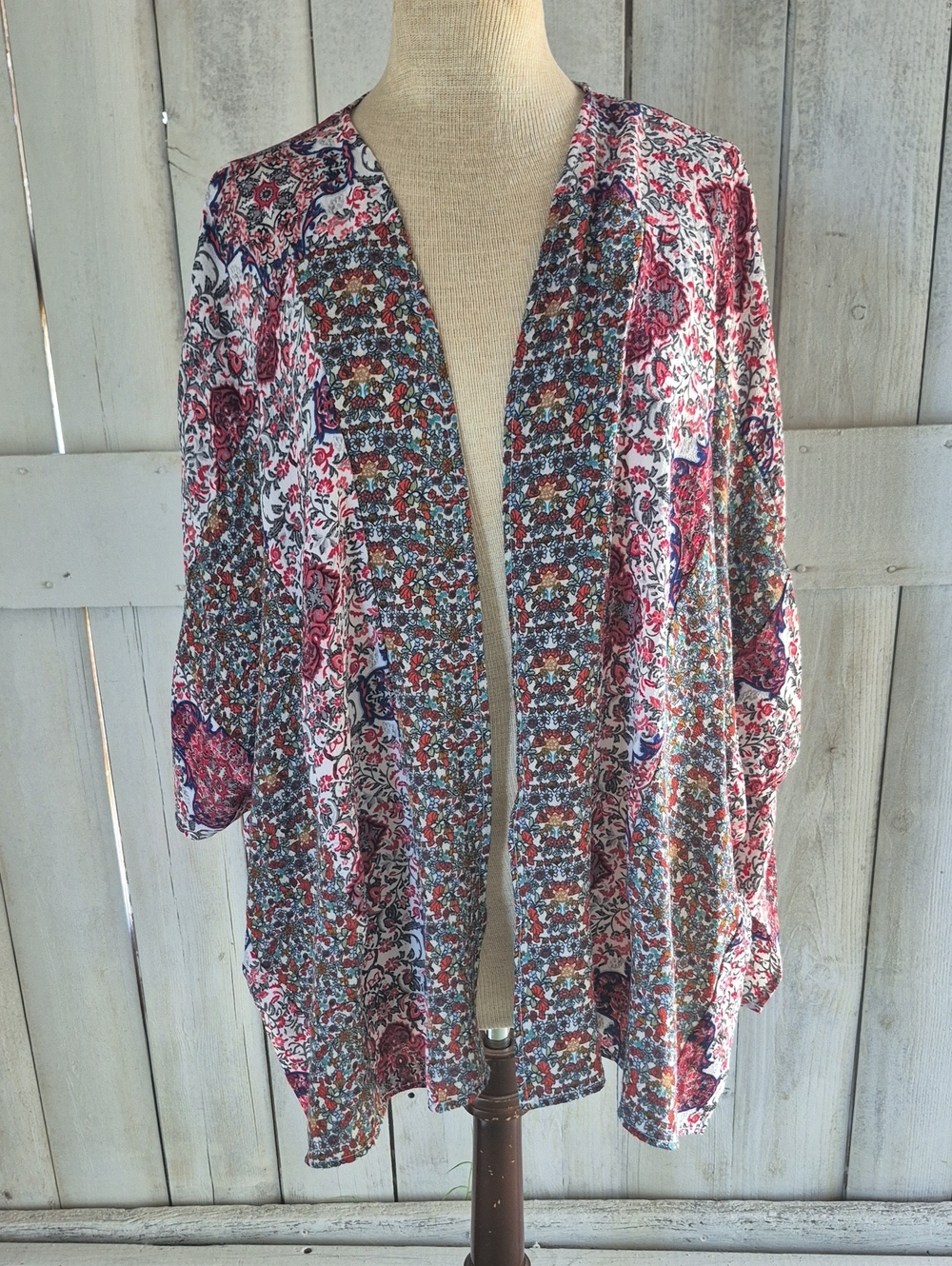 Umgee Pink Multi-Pattern Open Front Cardigan